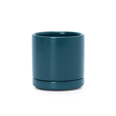 D'vine Dev front view of teal planter showing clean cylinder and stylish look