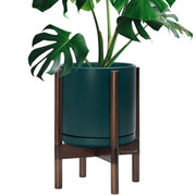 D'vine Dev teal planter front view showing clean cylinder and elegant finish