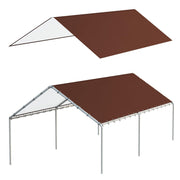 DWALE front view of brown 10x20 canopy showing full coverage and protection