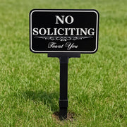 DXSIGN front-facing no soliciting sign showing clear message and curb appeal