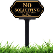 DXSIGN front view showing clear no soliciting message and durable finish
