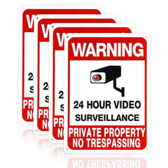 Dxyizus signs front view showing clear no trespassing text and surveillance message for deterrence