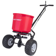 EarthWay front angle view showing hopper and frame, durable construction benefit