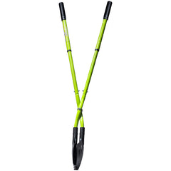 Earthwise extended handle demonstrating upright posture benefit