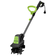 Earthwise TC70025 front view showing compact cultivator and ergonomic handle for easier gardening