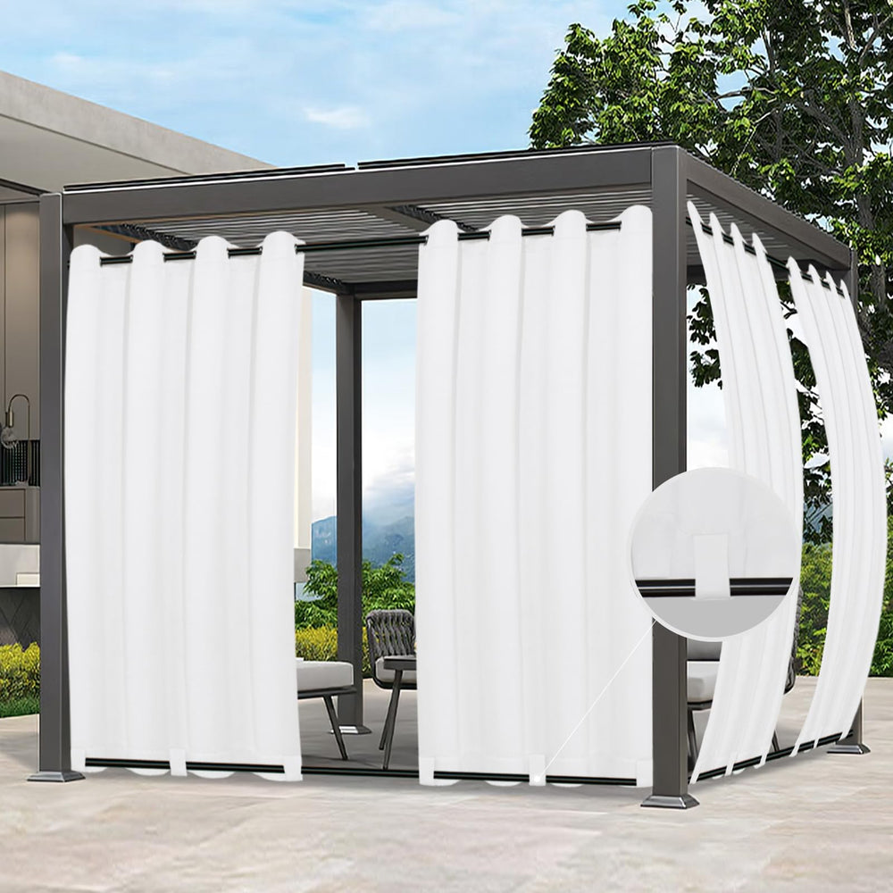 Easy-Going front panel on patio showing clean white privacy and shade