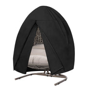 Easy-Going front view of black egg chair cover protecting chair