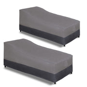 Easy-Going front view of two-pack chaise covers protecting lounges