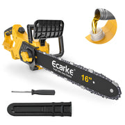 Ecarke front view showing bar and chain and ready-to-use portability