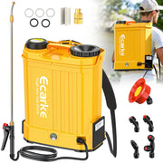 Ecarke front view showing backpack sprayer and controls, clear layout benefit