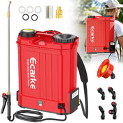 Ecarke front view showing sprayer body and backpack straps for easy transport