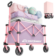 EchoSmile front view of pink collapsible wagon showing sturdy frame and easy access