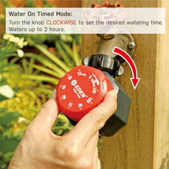 Eden timer installed with sprinkler demonstrating hands-free watering convenience