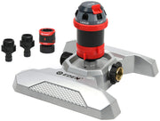 Eden metal 6-pattern sprinkler front view showing durable build and patterns