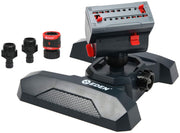 Eden front view of the mini turbo oscillating sprinkler showing compact design and coverage benefit
