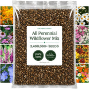 Eden Brothers front packaging showing 5 lb perennial wildflower mix benefits