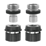 Eden front view of 4pc quick connect set showing aluminum bodies and fittings for durable garden use