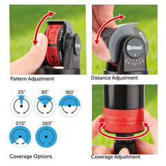 Eden sprinkler misting setting in use offering cooling and gentle watering benefit