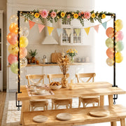 Edrifyah front view table arch stand showing sleek black frame and clamps for versatile decoration