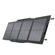 EF ECOFLOW 110W front view open showing panels and portability benefit