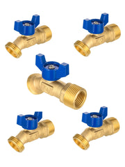 EFIELD sillcock front view showing compact brass body and blue handle, durable outdoor use