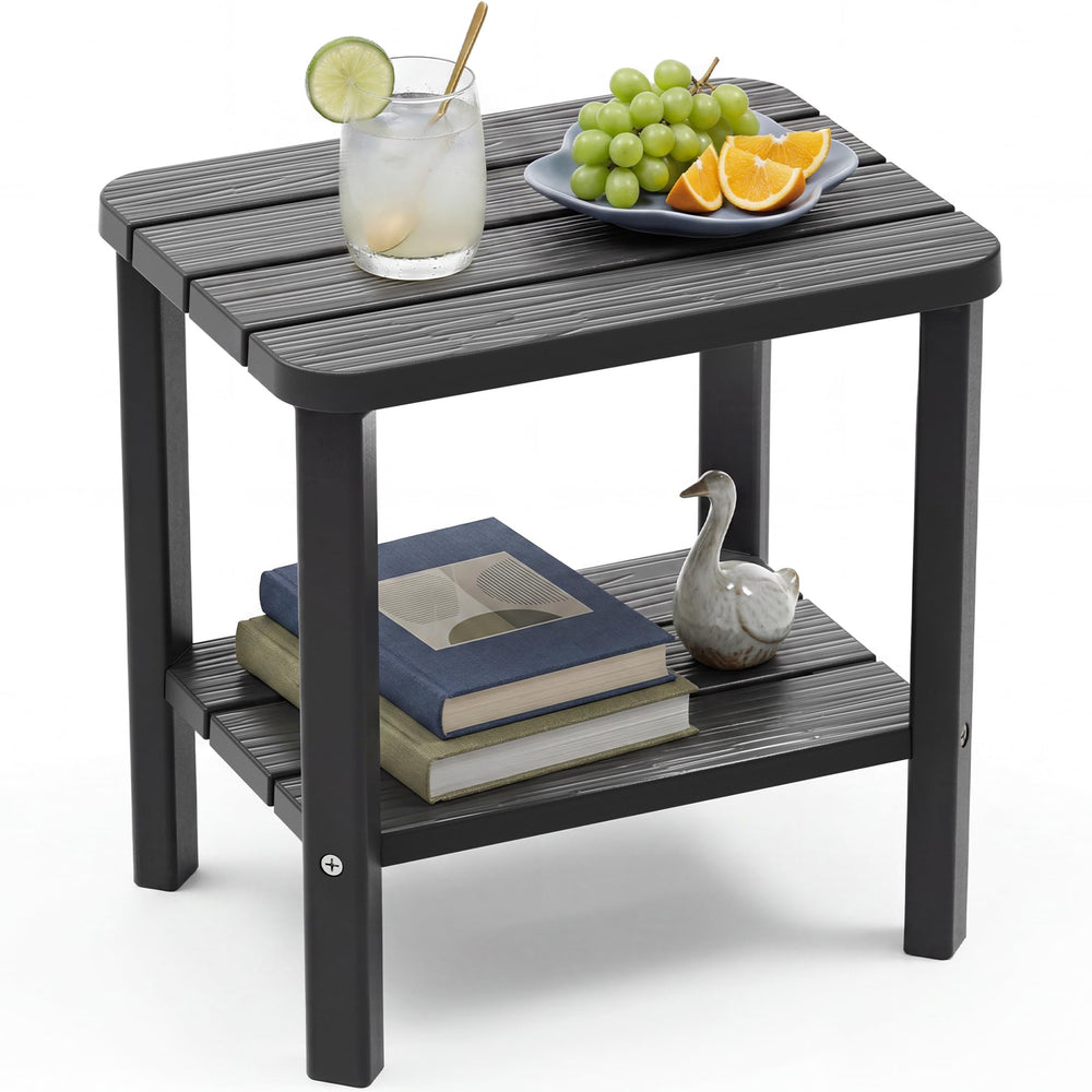 EFU outdoor side table front view showing compact footprint and durable build