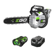 EGO Power+ chainsaw front view showing compact design and controls benefit maneuverability