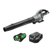 EGO Power+ front packaging showing compact blower for easy storage