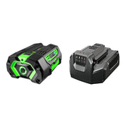 EGO Power+ battery front view showing pack and label, durable design benefit