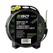 EGO Power+ spool front view showing dual-color line and long runtime benefit