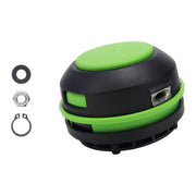 EGO trimmer head front view showing mounting features for easy replacement
