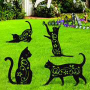 Elcoho four cat silhouettes front view showing decorative garden charm