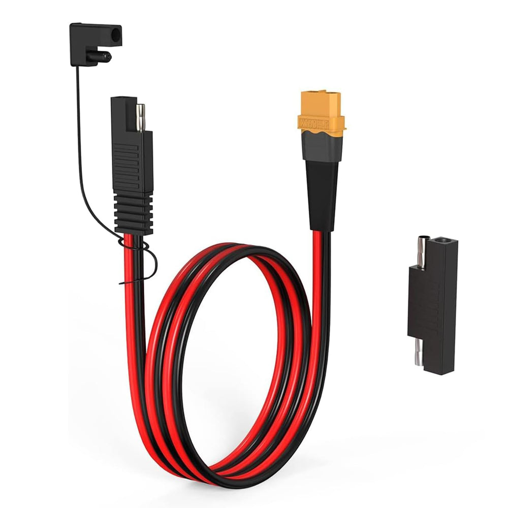 ELFCULB front view of XT60 to SAE cable showing durable connectors and reliable connection