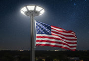 Elsollit front view of flagpole light showing clean mounting and bright design benefit