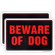 Enjoyist front view of Beware of Dog sign showing clear text and layout benefit visibility