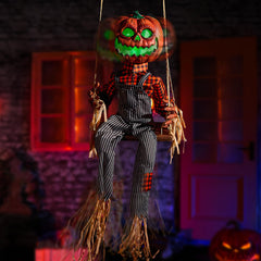 Entehaus hanging pumpkin front view showing spooky silhouette and motion-ready pose