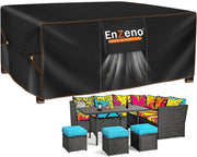 Enzeno cover front view protecting patio set and preventing water damage