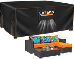Enzeno front view of cover on sectional protecting furniture from rain
