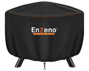 Enzeno front view of round 33x18 inch cover protecting outdoor fire pit with weather resistance