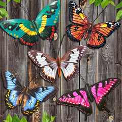 EOORAU front view of five metal butterflies showing colorful grouping for visual impact