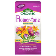 Espoma Flower-Tone front bag showing product branding and benefits