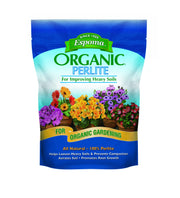 Espoma perlite front packaging showing 8-quart bag and organic approval benefits