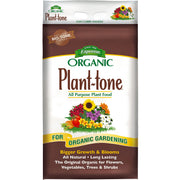 Espoma Plant-Tone front-of-bag showing organic 5-3-3 label and benefits
