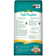 Espoma triple phosphate granules on soil illustrating targeted root feeding benefit