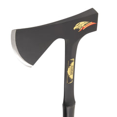 Estwing Camper's Axe grip detail showing Shock Reduction Grip for reduced vibration and better comfort