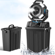 Etholzon front view showing portable misting fan and controls for easy operation