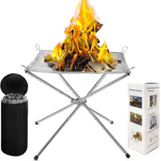 Eubeneortho front view unfolded fire pit showing stable burning platform benefit