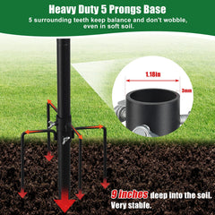 EUIJOIP five-prong base close-up demonstrating strong ground anchoring benefit