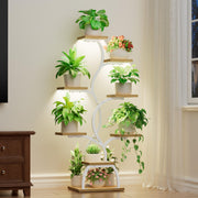 EVAWOO front view of 8-tier plant stand showing compact corner fit and organized display