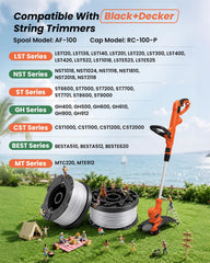 Eventronic close-up of 0.065" trimmer line texture showing durable nylon blend for longer life